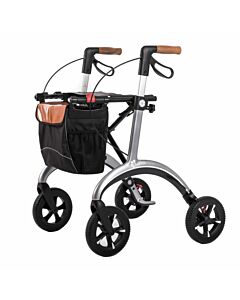 Rollator Saljol carbon zilver. Deze mooie rollator is bijzonder gebruiksvriendelijk. 